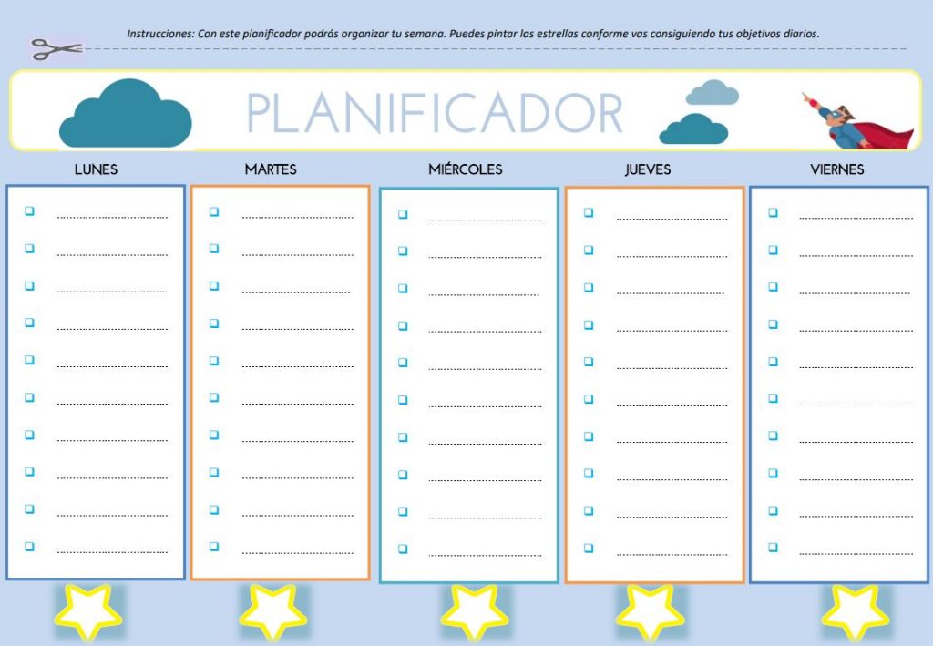 planificadores semanales pdf para niños